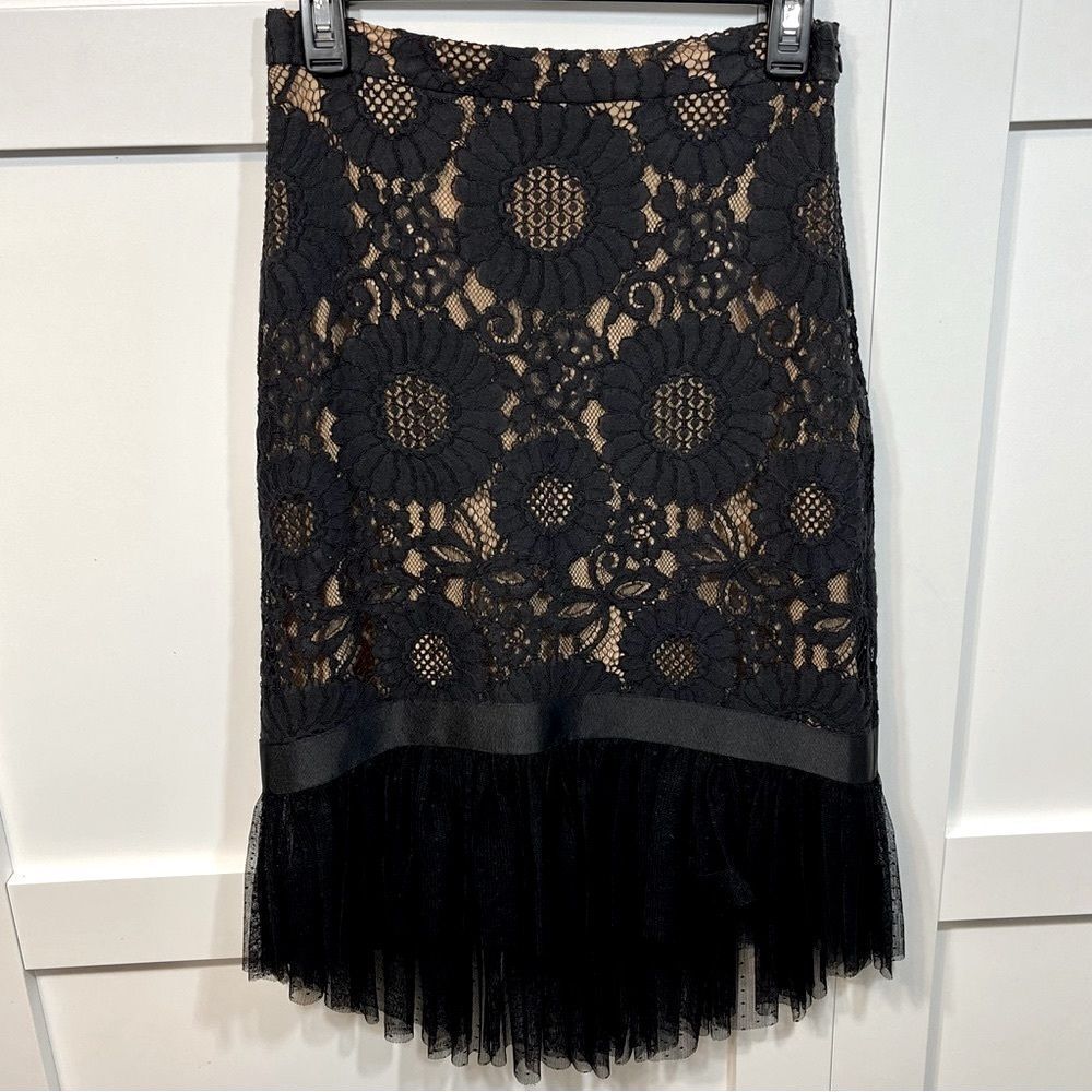 ❄️ALEXIS Black‎ Guipure Lace Embroidered Skirt